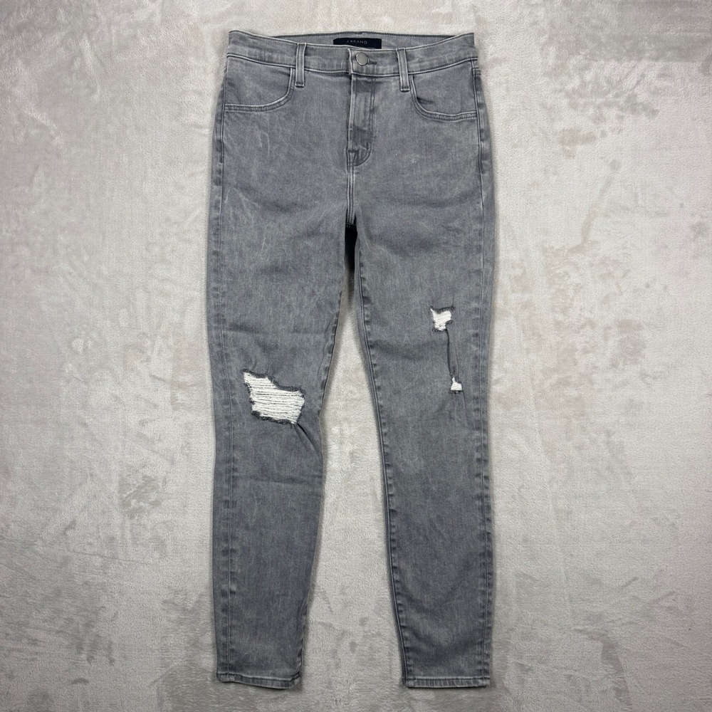 J Brand Alana High Rise Crop Skinny Jeans Womens 26 Gray Distressed Made in USA